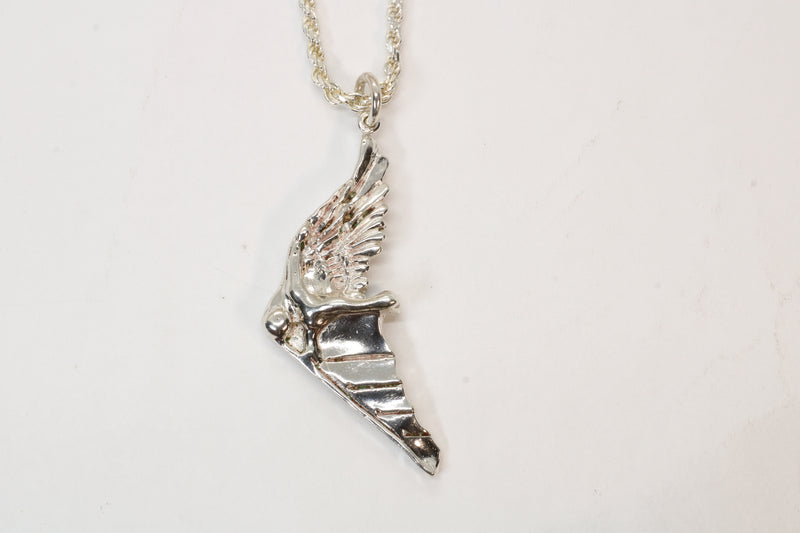 Gold Flying Human Man Hang Glider Necklace made in 925 Sterling Silver