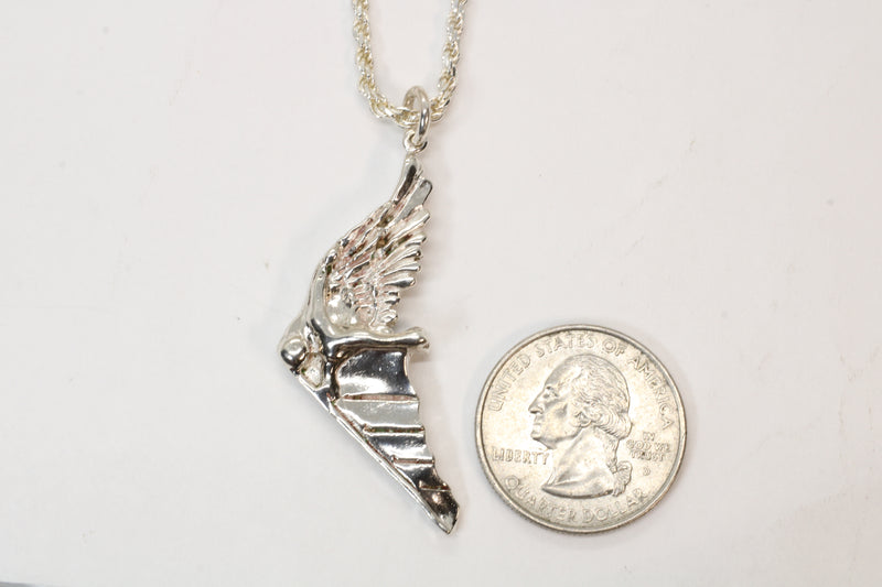 Gold Flying Human Man Hang Glider Necklace made in 925 Sterling Silver
