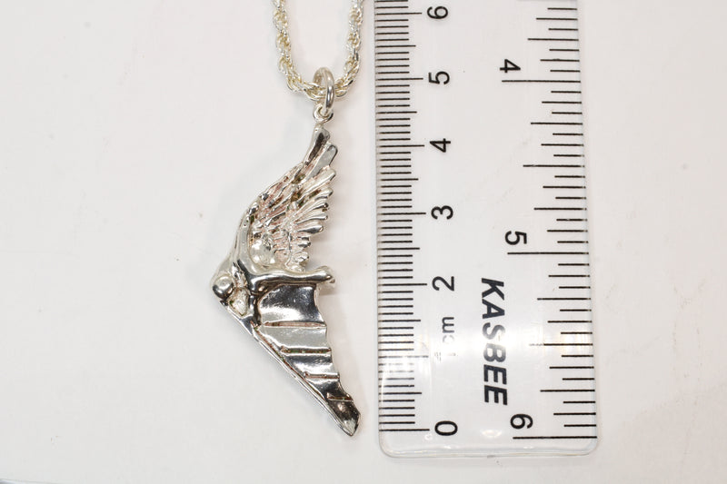 Gold Flying Human Man Hang Glider Necklace made in 925 Sterling Silver