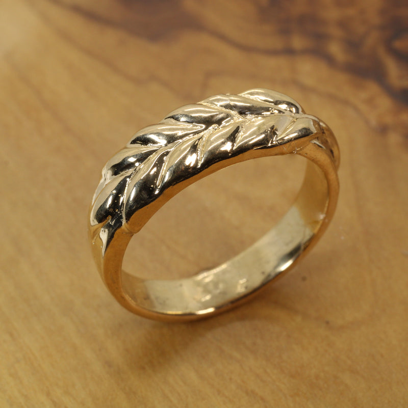 Matching Wheat Wedding Band Set made in 14kt yellow gold