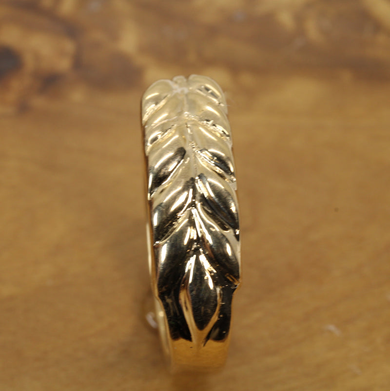 Matching Wheat Wedding Band Set made in 14kt yellow gold
