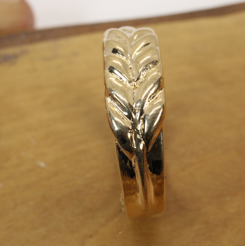 Matching Wheat Wedding Band Set made in 14kt yellow gold