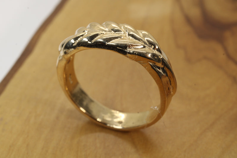 Matching Wheat Wedding Band Set made in 14kt yellow gold