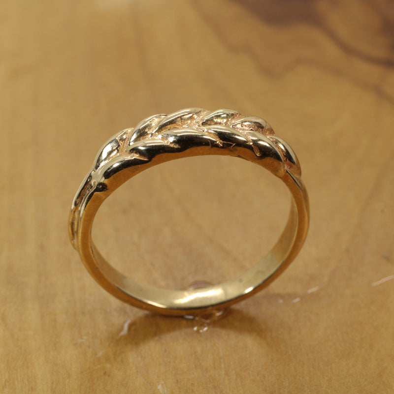 Matching Wheat Wedding Band Set made in 14kt yellow gold