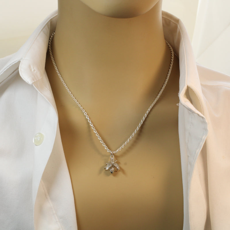 Honeybee Necklace in Actual Size made in 925 Sterling Silver for a beekeeper