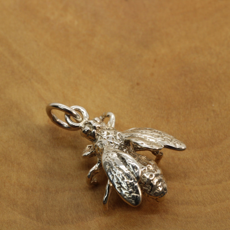 Honeybee Necklace in Actual Size made in 925 Sterling Silver for a beekeeper