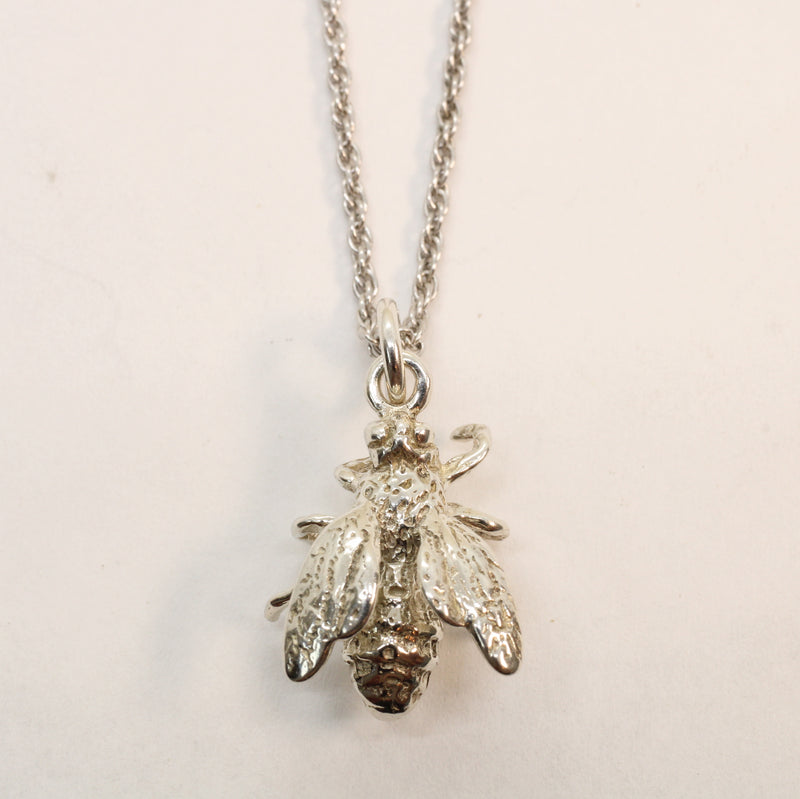 Honeybee Necklace in Actual Size made in 925 Sterling Silver for a beekeeper