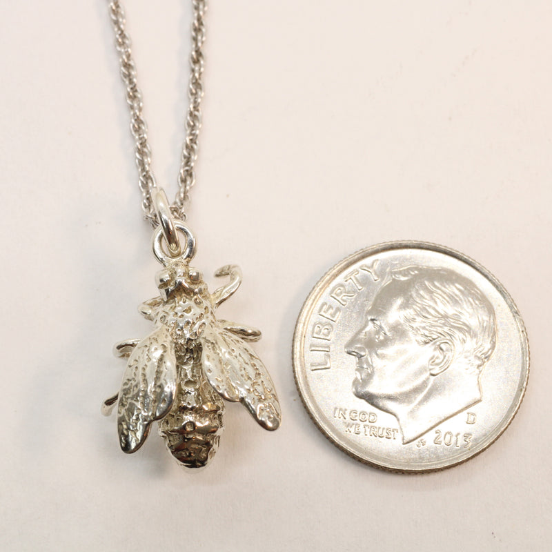 Honeybee Necklace in Actual Size made in 925 Sterling Silver for a beekeeper