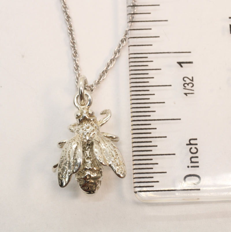 Honeybee Necklace in Actual Size made in 925 Sterling Silver for a beekeeper