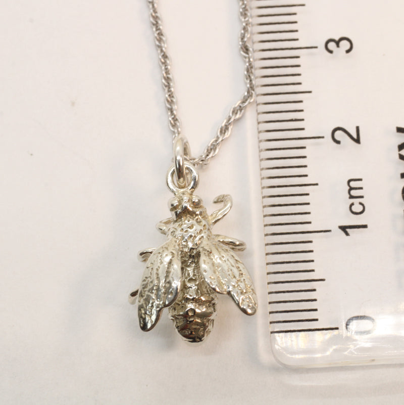Honeybee Necklace in Actual Size made in 925 Sterling Silver for a beekeeper