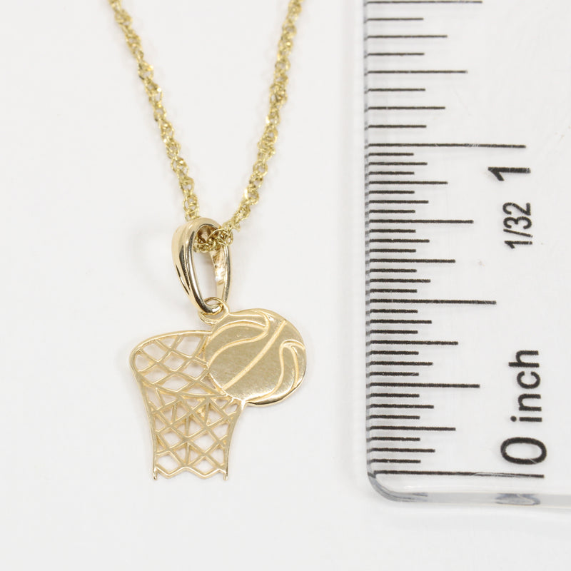 Real 14kt Gold Basketball with Hoop Necklace for him or her