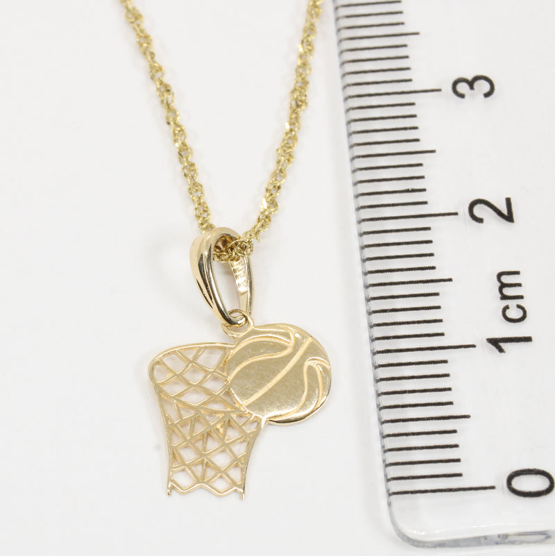 Real 14kt Gold Basketball with Hoop Necklace for him or her
