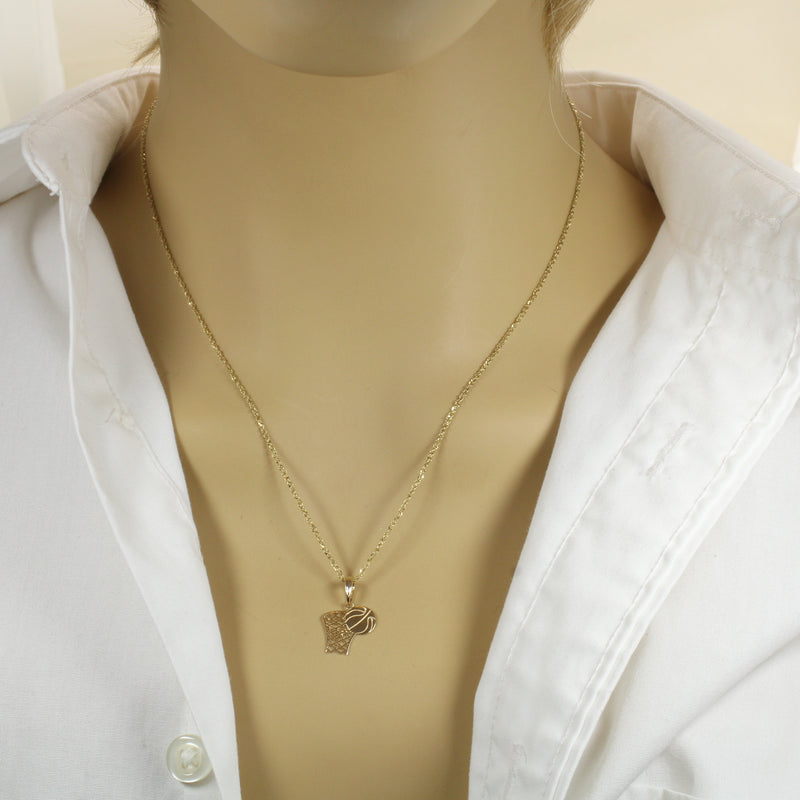 Real 14kt Gold Basketball with Hoop Necklace for him or her