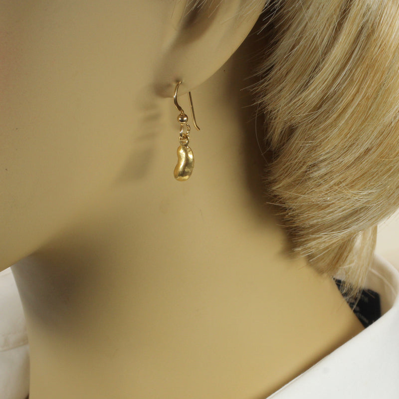 Gold pinto bean or black-eyed pea Earrings made in 14kt gold Vermeil