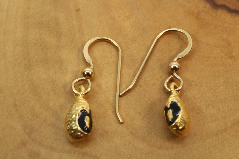 Gold black-eyed pea necklace or charm or Earrings made in 14kt gold Vermeil