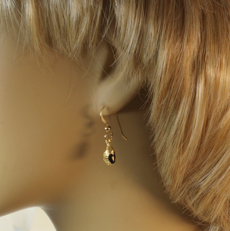 Gold black-eyed pea necklace or charm or Earrings made in 14kt gold Vermeil