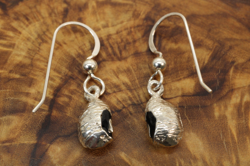 Silver black-eyed pea necklace or charm or Earrings in 925 Sterling Silver