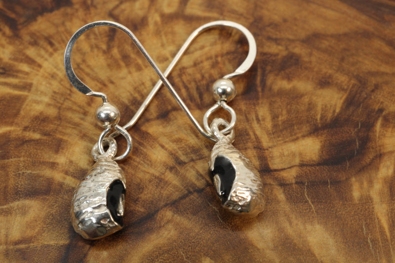Silver black-eyed pea necklace or charm or Earrings in 925 Sterling Silver