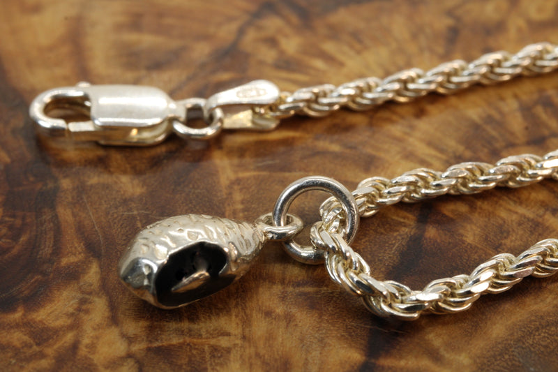 Silver black-eyed pea necklace or charm or Earrings in 925 Sterling Silver