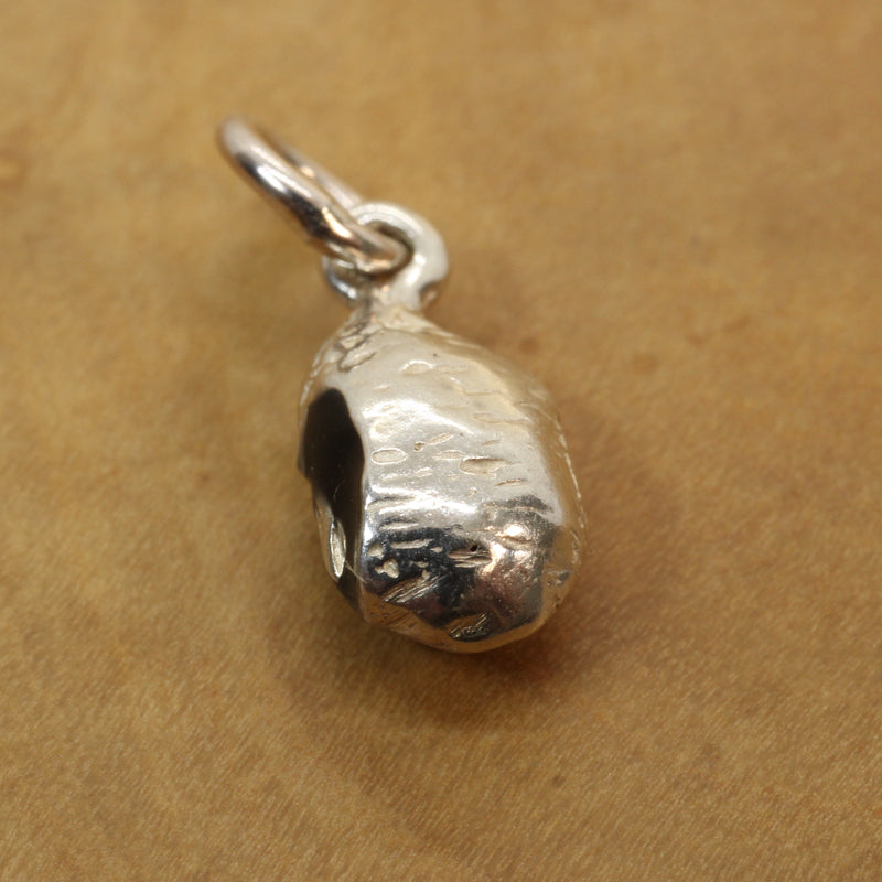 Silver black-eyed pea necklace or charm or Earrings in 925 Sterling Silver