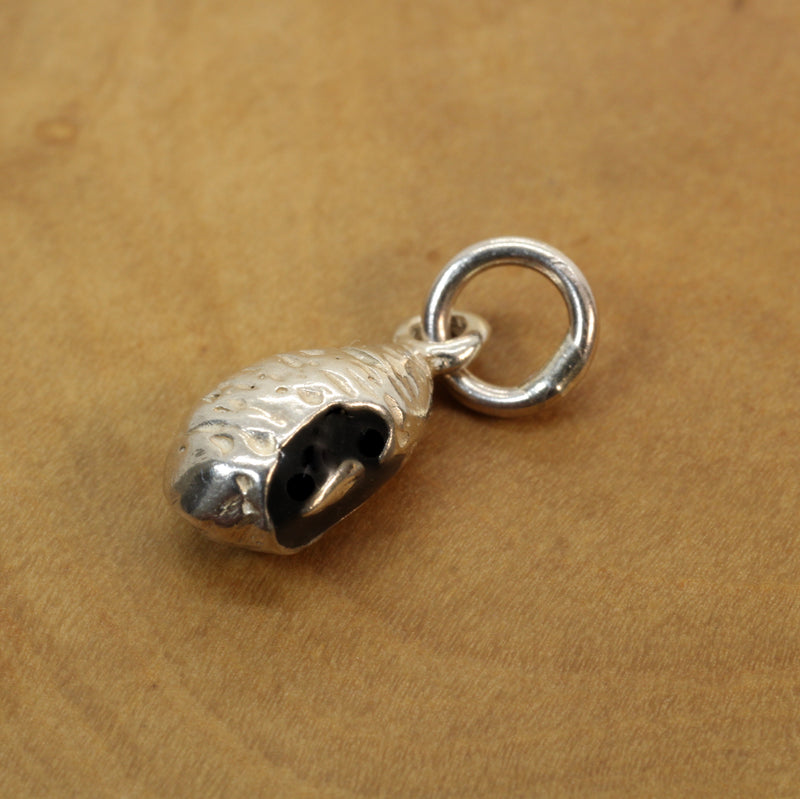 Silver black-eyed pea necklace or charm or Earrings in 925 Sterling Silver