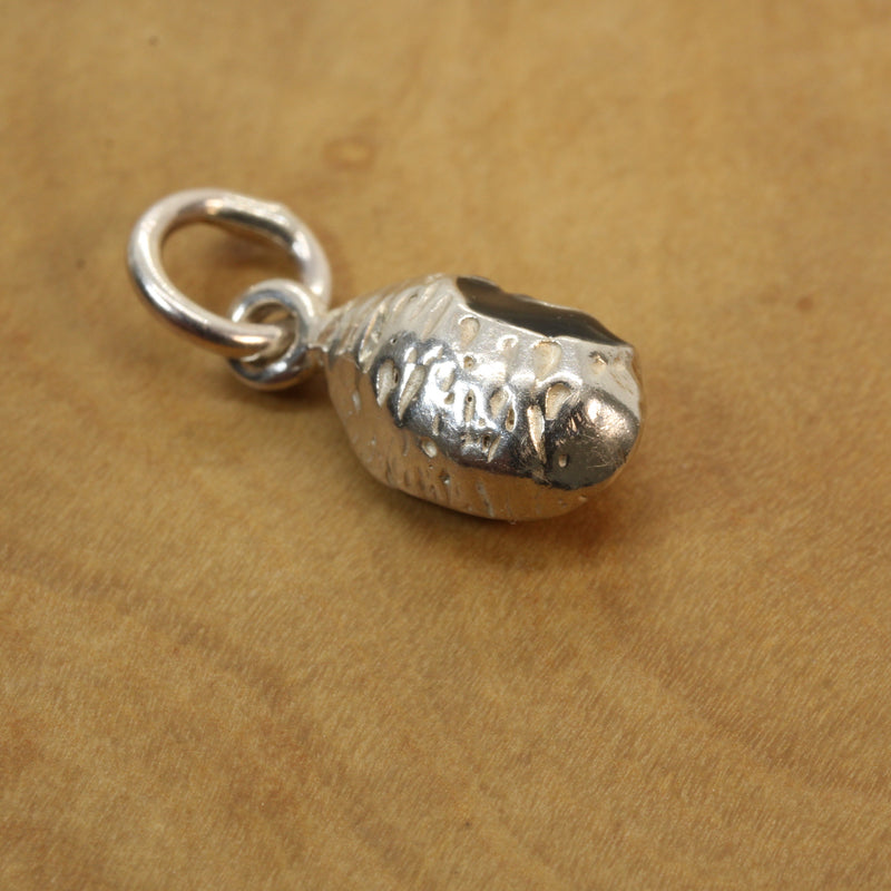 Silver black-eyed pea necklace or charm or Earrings in 925 Sterling Silver