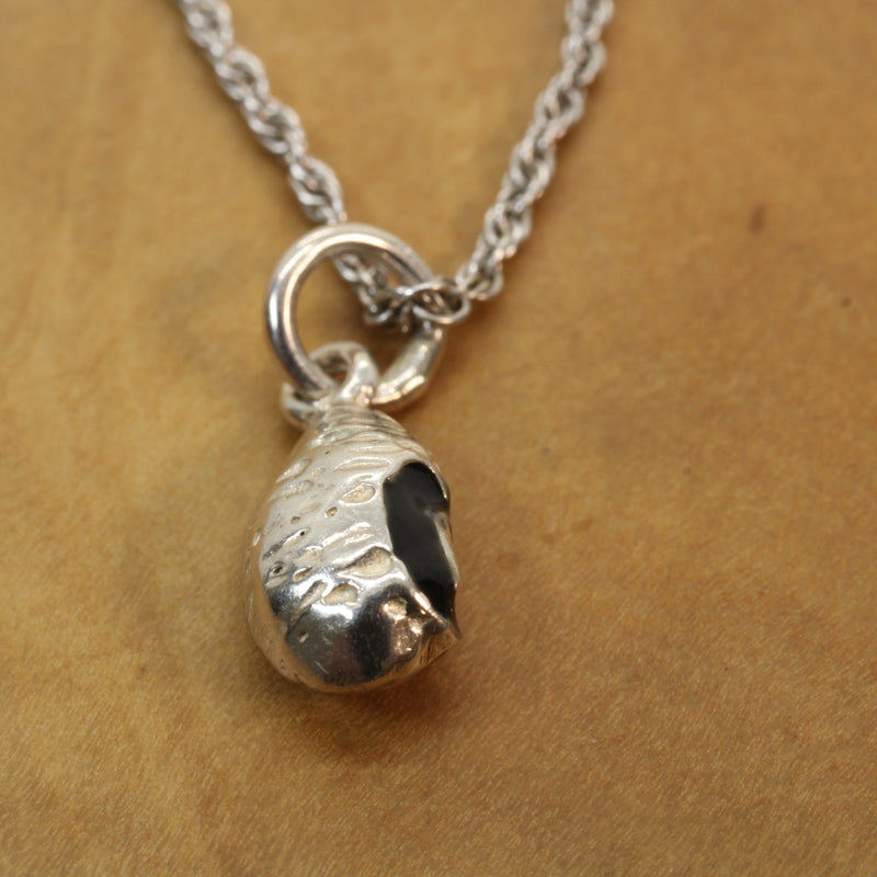 Silver black-eyed pea necklace or charm or Earrings in 925 Sterling Silver