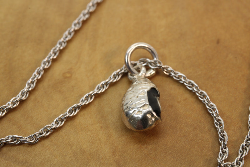 Silver black-eyed pea necklace or charm or Earrings in 925 Sterling Silver