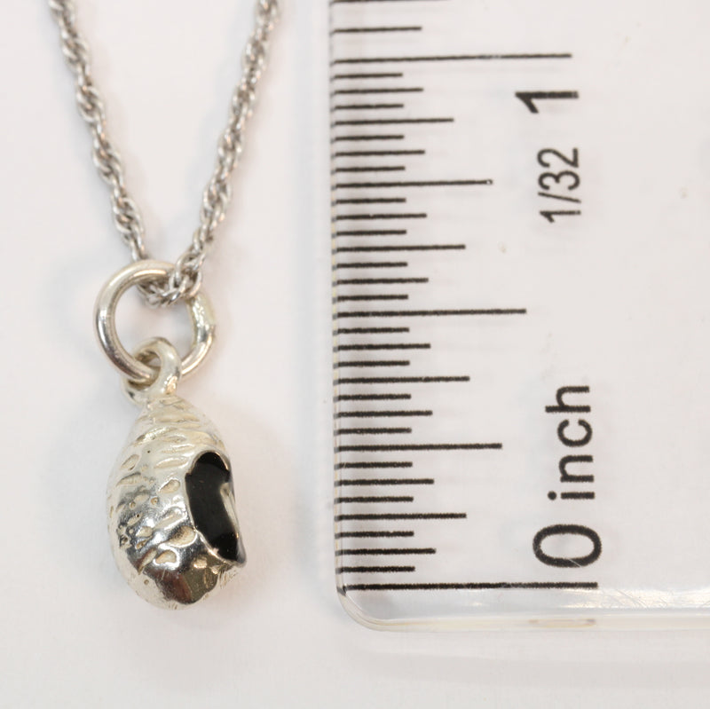 Silver black-eyed pea necklace or charm or Earrings in 925 Sterling Silver