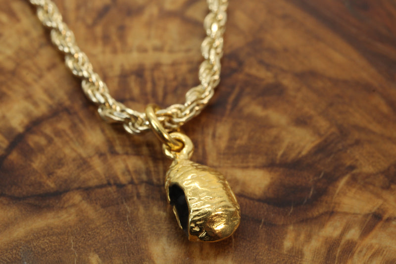 Gold black-eyed pea necklace or charm or Earrings made in 14kt gold Vermeil