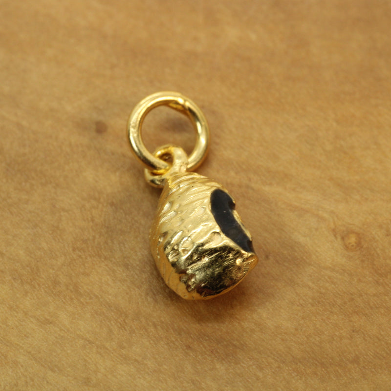 Gold black-eyed pea necklace or charm or Earrings made in 14kt gold Vermeil