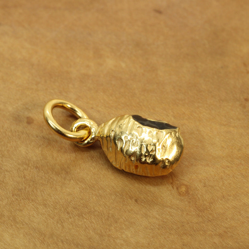 Gold black-eyed pea necklace or charm or Earrings made in 14kt gold Vermeil