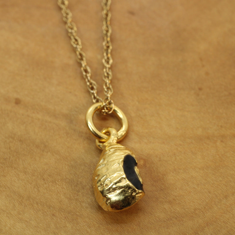 Gold black-eyed pea necklace or charm or Earrings made in 14kt gold Vermeil