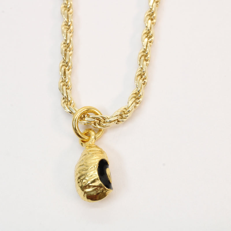 Gold black-eyed pea necklace or charm or Earrings made in 14kt gold Vermeil