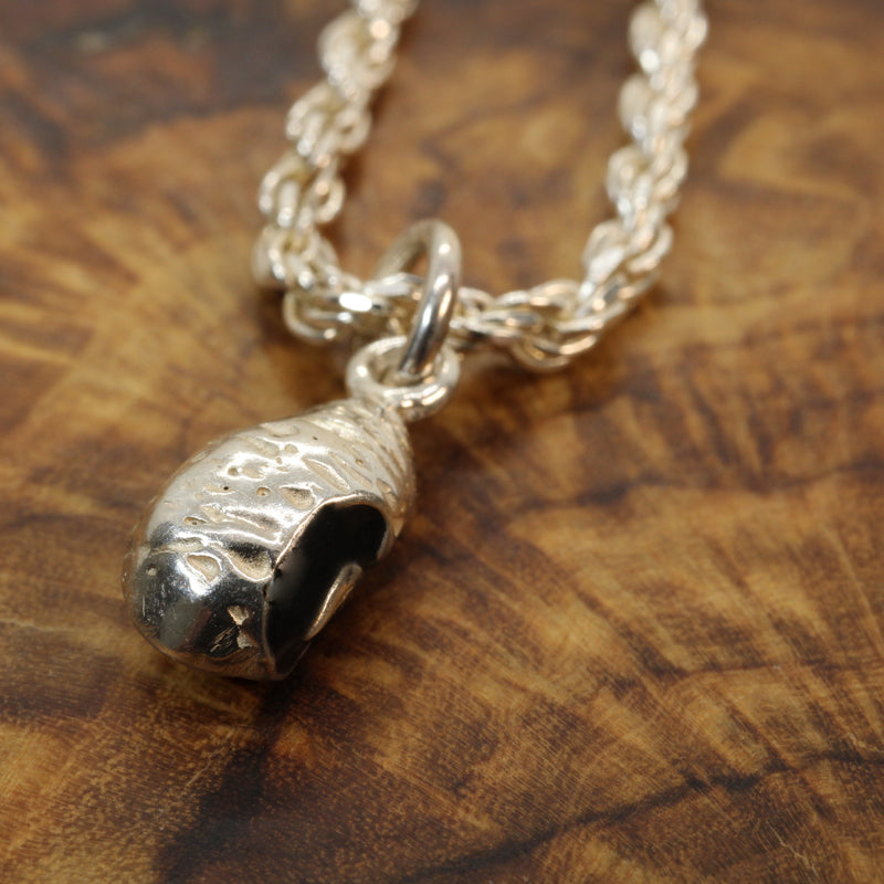 Silver black-eyed pea necklace or charm or Earrings in 925 Sterling Silver