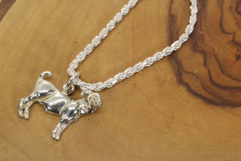 Champion Silver Boer Goat Necklace for Him or Her Made In 925 Sterling Silver
