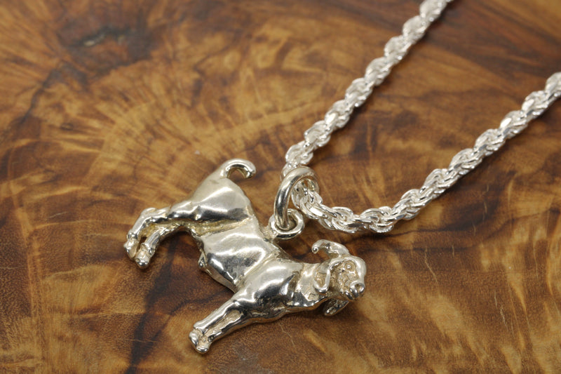 Champion Silver Boer Goat Necklace for Him or Her Made In 925 Sterling Silver