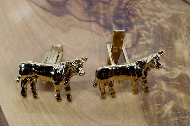 Charolais or Hereford Gold Bull Cuff Links in 14kt Gold Vermeil