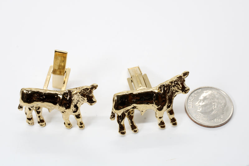 Charolais or Hereford Gold Bull Cuff Links in 14kt Gold Vermeil