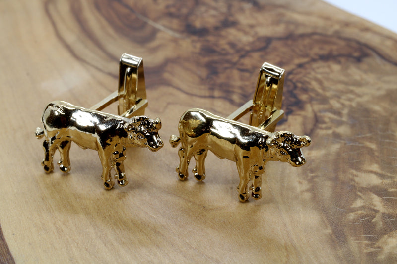 Charolais or Hereford Gold Cow Cuff Links in 14kt Gold Vermeil