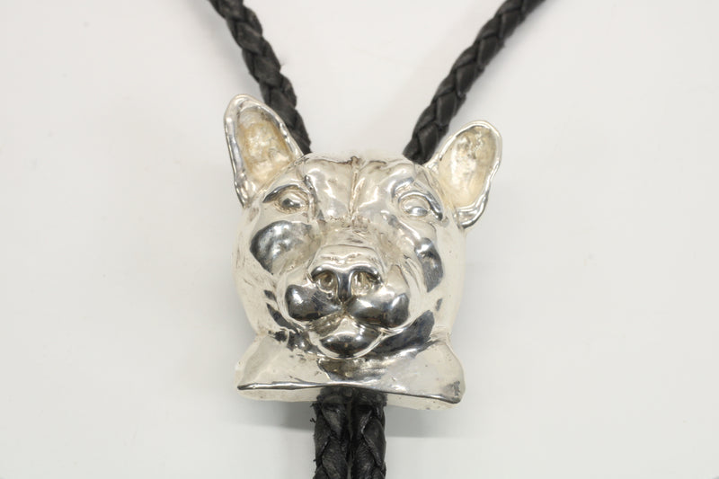 Large Silver Cougar Head or Mountain Lion Head Bolo Tie