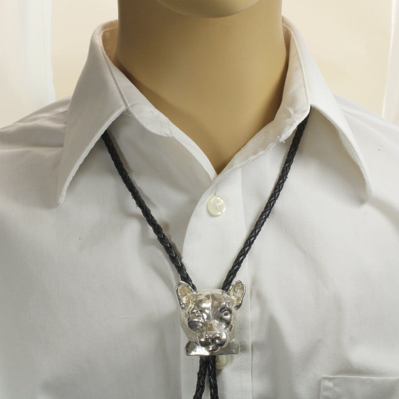 Large Silver Cougar Head or Mountain Lion Head Bolo Tie