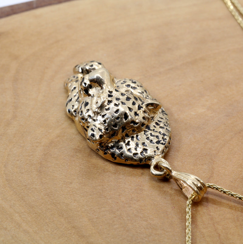 Gold Running Jaguar Necklace made in Solid 14kt Gold for him or her.