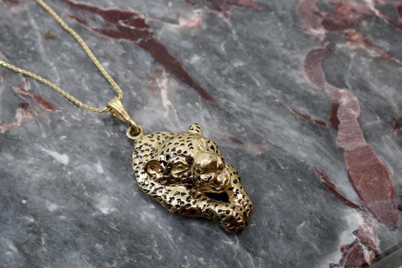 Gold Running Jaguar Necklace made in Solid 14kt Gold for him or her.