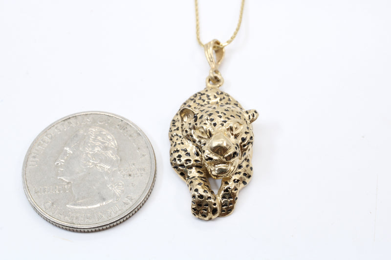 Gold Running Jaguar Necklace made in Solid 14kt Gold for him or her.