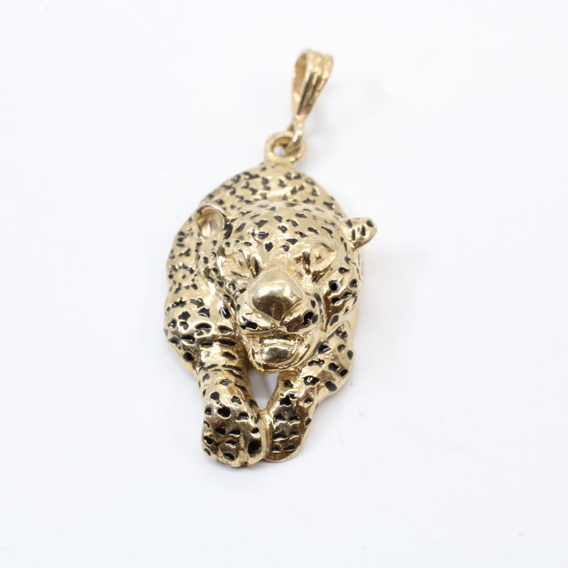 Gold Running Leopard Necklace for him or her in solid 14kt gold