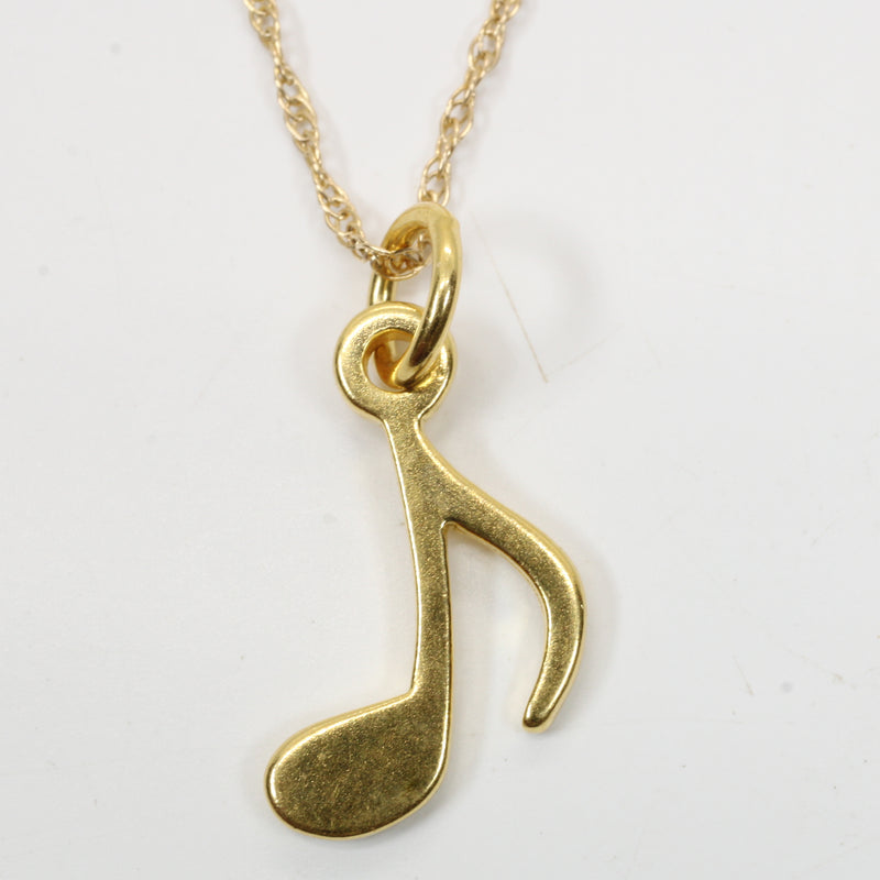 Gold Eighth Note Necklace for him or her made in 14kt gold vermeil
