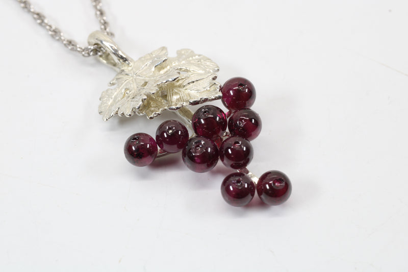 Garnet Grape Cluster Necklace or Earrings made in 925 Sterling Silver