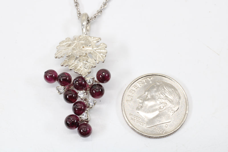 Garnet Grape Cluster Necklace or Earrings made in 925 Sterling Silver