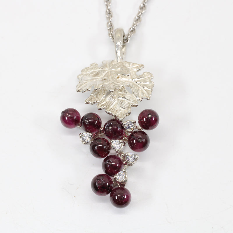 Garnet Grape Cluster Necklace or Earrings made in 925 Sterling Silver